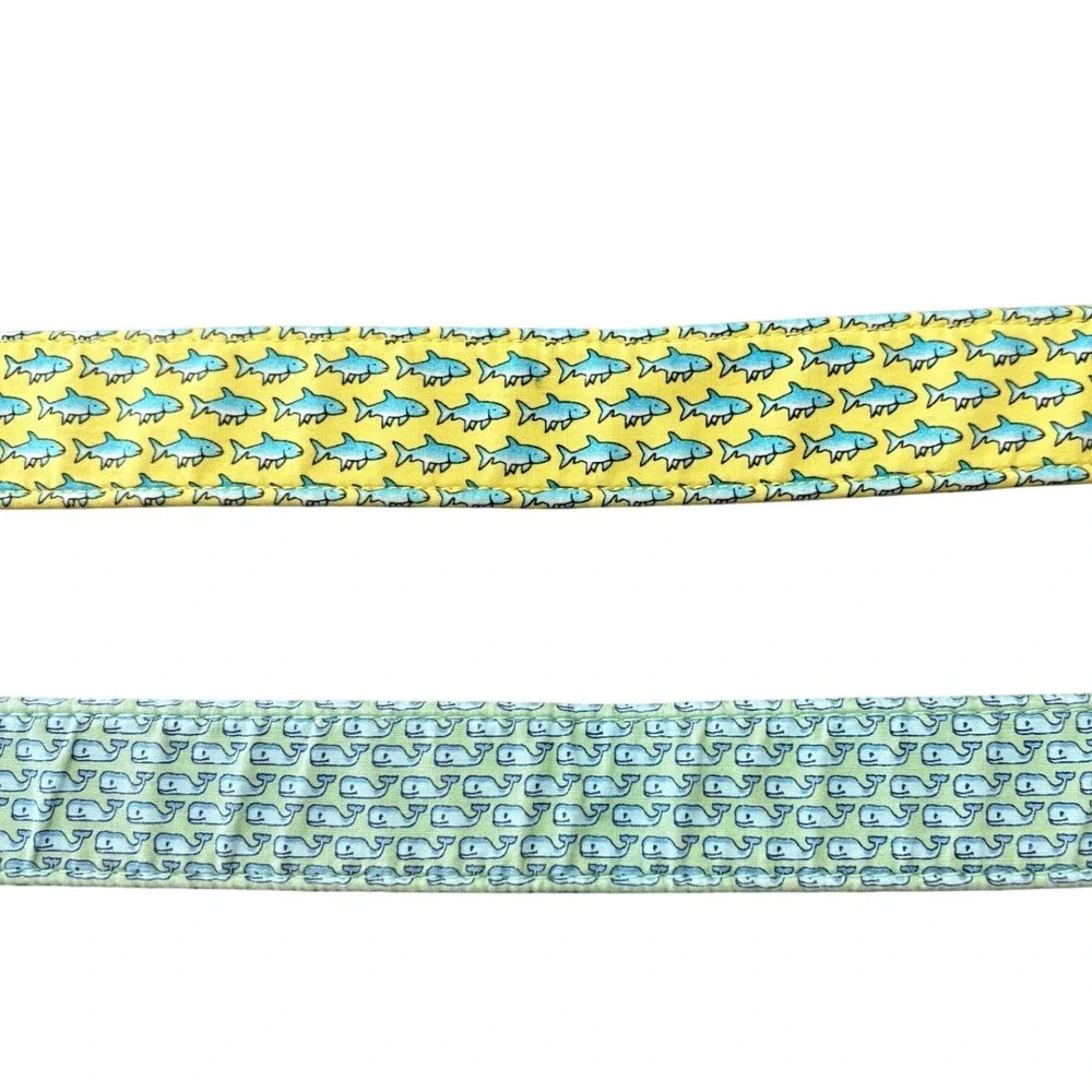 Vineyard Vines Lot 2 Mens Belts Large Whale Shark Print D-Ring Preppy Nautical